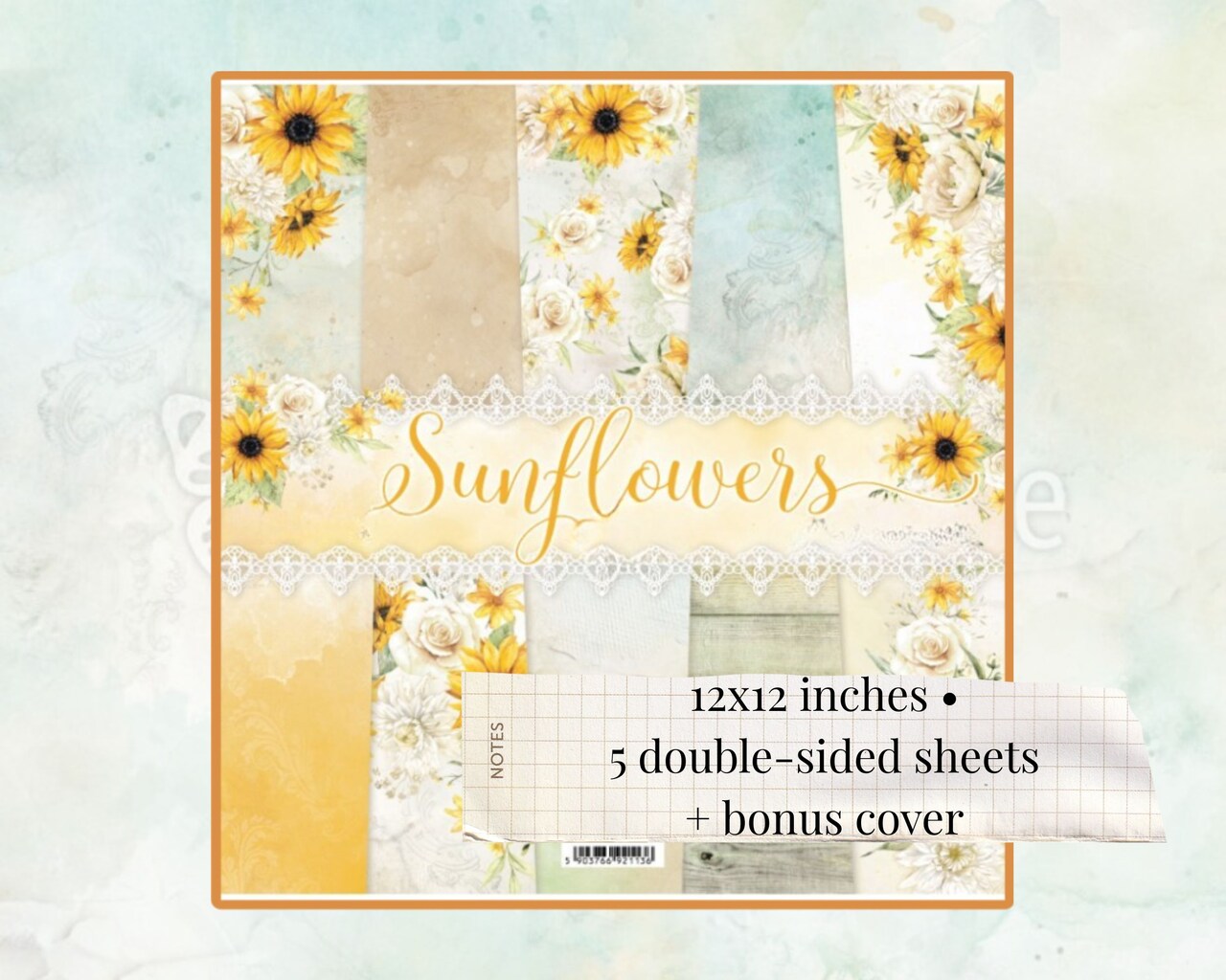 ScrapAndMe “Sunflowers” 12x12 Scrapbook Paper Pack | 5 Double-Sided Sheets | Rustic Floral Summer Designs